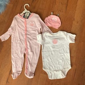 NWT Oilers onesies and hat